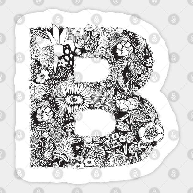 Floral Letter B Sticker by HayleyLaurenDesign